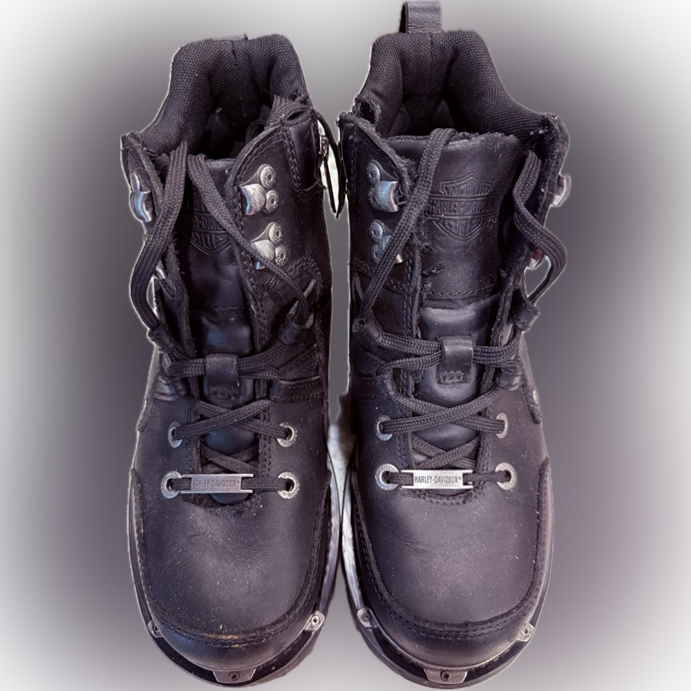 Harley-Davidson Black Leather Lace-Up Boots